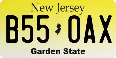 NJ license plate B55OAX