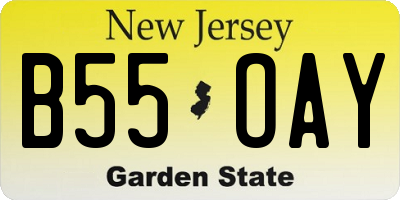 NJ license plate B55OAY