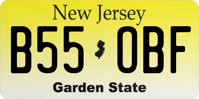 NJ license plate B55OBF