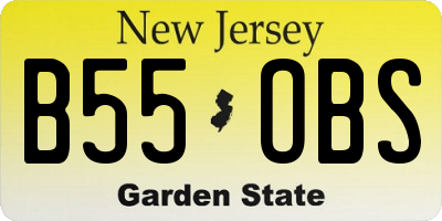NJ license plate B55OBS