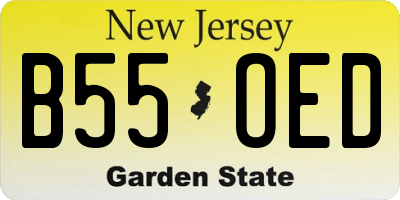 NJ license plate B55OED