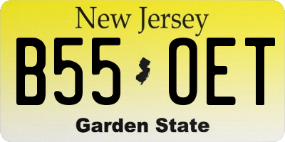 NJ license plate B55OET