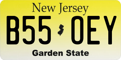 NJ license plate B55OEY
