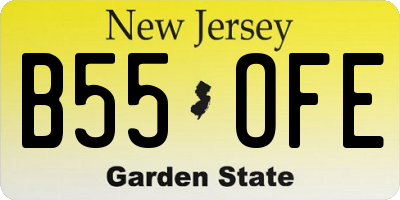 NJ license plate B55OFE