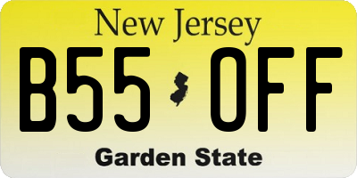 NJ license plate B55OFF