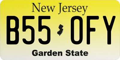 NJ license plate B55OFY
