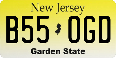 NJ license plate B55OGD