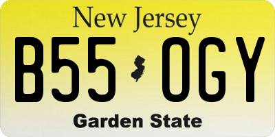 NJ license plate B55OGY