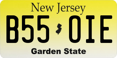 NJ license plate B55OIE