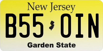 NJ license plate B55OIN