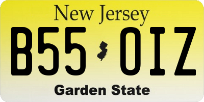 NJ license plate B55OIZ