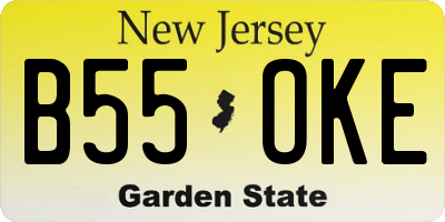 NJ license plate B55OKE