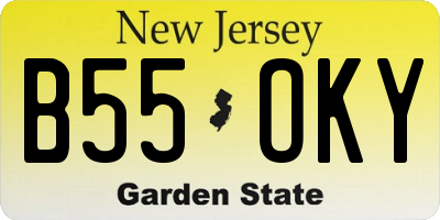 NJ license plate B55OKY