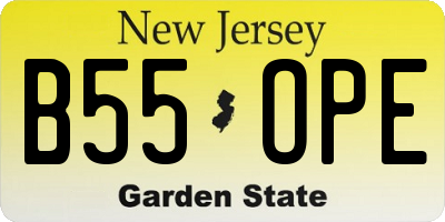 NJ license plate B55OPE