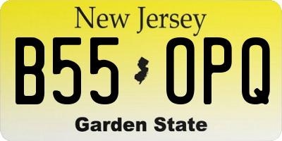 NJ license plate B55OPQ