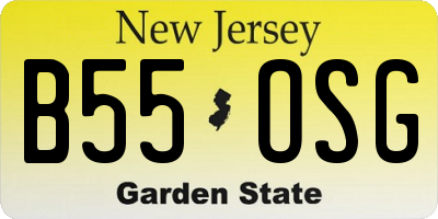 NJ license plate B55OSG