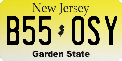 NJ license plate B55OSY