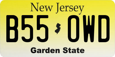 NJ license plate B55OWD