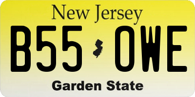 NJ license plate B55OWE