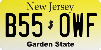 NJ license plate B55OWF