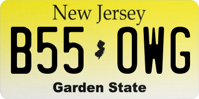 NJ license plate B55OWG