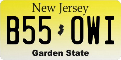 NJ license plate B55OWI