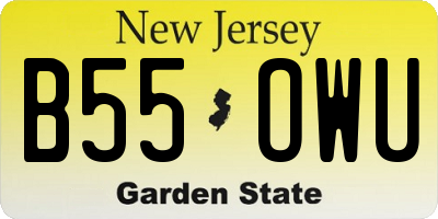 NJ license plate B55OWU