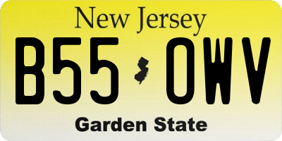 NJ license plate B55OWV