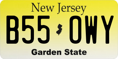 NJ license plate B55OWY