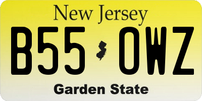 NJ license plate B55OWZ