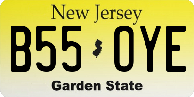 NJ license plate B55OYE