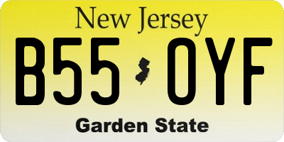 NJ license plate B55OYF