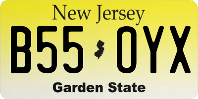 NJ license plate B55OYX