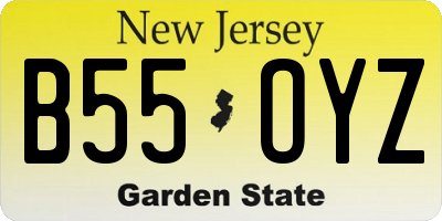 NJ license plate B55OYZ