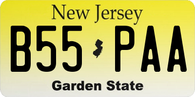 NJ license plate B55PAA