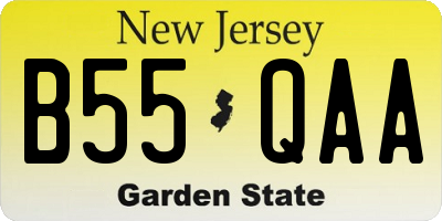 NJ license plate B55QAA