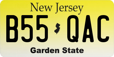 NJ license plate B55QAC