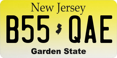 NJ license plate B55QAE