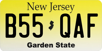 NJ license plate B55QAF