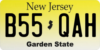 NJ license plate B55QAH