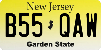 NJ license plate B55QAW
