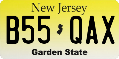 NJ license plate B55QAX