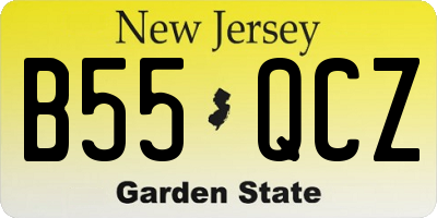 NJ license plate B55QCZ