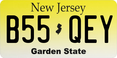 NJ license plate B55QEY