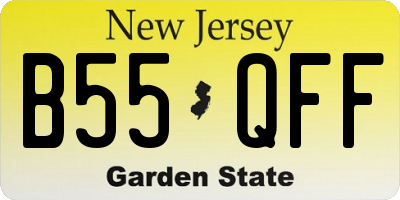 NJ license plate B55QFF