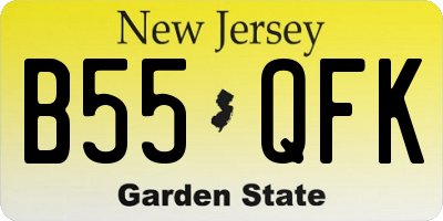 NJ license plate B55QFK