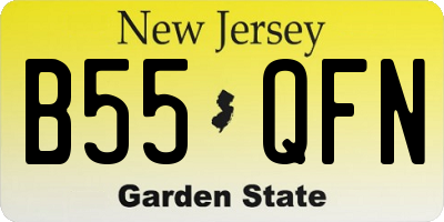 NJ license plate B55QFN