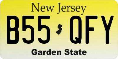 NJ license plate B55QFY