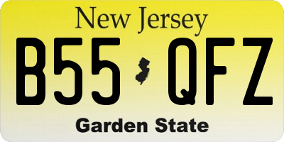 NJ license plate B55QFZ