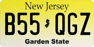 NJ license plate B55QGZ